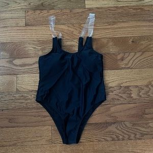 Black clear strap one piece swimsuit by MATTE Collection